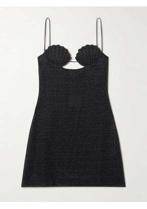 Oséree - Lumière Cutout Embroidered Metallic Stretch-knit Mini Dress - Black - small,medium,large,x large