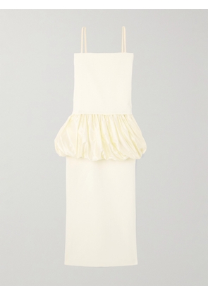 CARVEN - Layered Grain De Poudre Wool And Gathered Satin Gown - Cream - FR 34,FR 36,FR 38,FR 40,FR 42