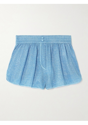 Oséree - Lumière Metallic Stretch-knit Shorts - Blue - small,medium,large,x large