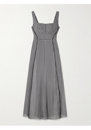 La Ligne - Gingham Silk Midi Dress - Black - x small,small,medium,large,x large