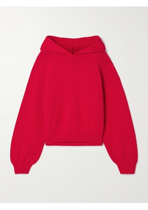La Ligne - Jill Pleated Cotton Hoodie - Red - x small,small,medium,large,x large