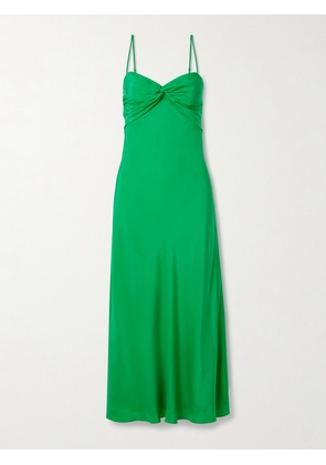 La Ligne - Twist-front Cutout Silk Midi Dress - Green - x small,small,medium,large,x large