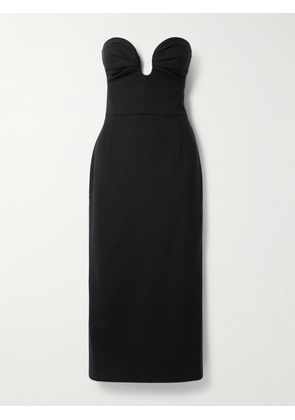 Carolina Herrera - Strapless Ruched Wool-blend Midi Dress - Black - US0,US2,US4,US6,US8,US10,US12