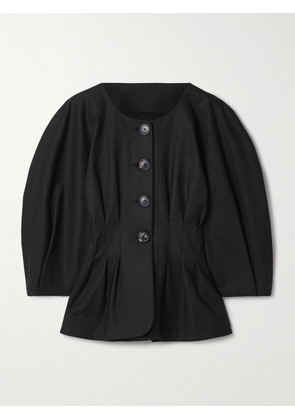 Carolina Herrera - Pleated Cotton-blend Sateen Jacket - Black - US0,US2,US4,US6,US8,US10