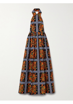 Carolina Herrera - Printed Faille Halterneck Gown - Orange - US2,US4,US6,US8,US10