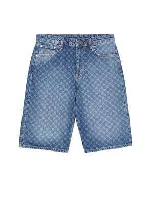 Daily Paper Monogram Denim Shorts in Blue. Size L. Also in M, S.