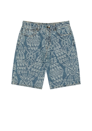 Daily Paper Macrame Denim Shorts in Blue. Size L. Also in S, XL/1X.