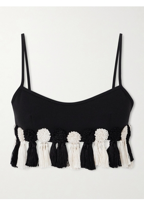 BODE - Folly Tasseled Wool-crepe Bralette - Black - small,medium,large