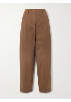 Moncler - Appliquéd Cotton-blend Gabardine Straight-leg Pants - Brown - IT38,IT40,IT42,IT44,IT46,IT48