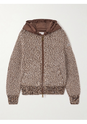 Moncler - Hooded Quilted Shell-trimmed Wool Cardigan - Brown - xx small,x small,small,medium,large,x large
