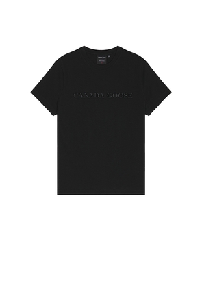Canada Goose Emersen Embroidered T-Shirt in Black. Size L. Also in M, S, XL/1X, XXL/2X.