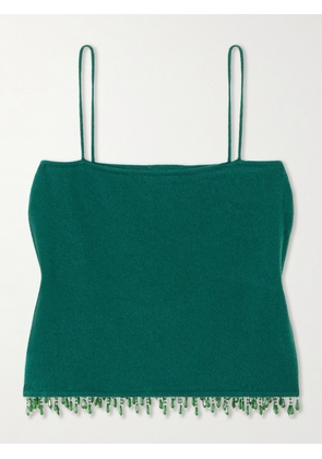 BODE - Fringed Bead-embellished Wool And Cashmere-blend Top - Green - x small,small,medium,large,x large