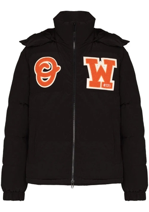 Off-White logo-patch puffer coat - Black