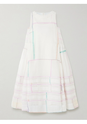 Eka - Fyodor Kota Doriya-paneled Cotton And Silk-blend Voile Midi Dress - White - x small,small,medium,large,x large