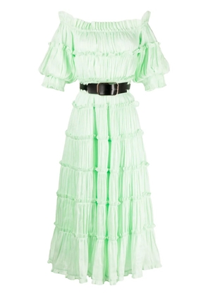 Leo Lin Rue off-shoulder tiered dress - Green