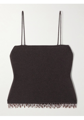 BODE - Fringed Bead-embellished Wool And Cashmere-blend Top - Brown - x small,small,medium,large,x large