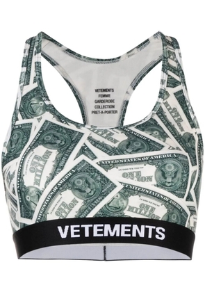 VETEMENTS Million Dollar-print sports bra - Green