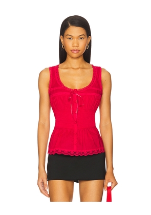 GUIZIO Lillie Pintuck Top in Red. Size M. Also in S, XS, XXS.