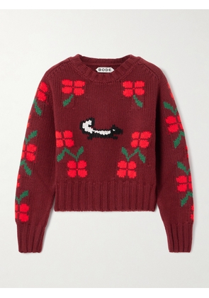 BODE - Intarsia-knit Wool Sweater - Red - x small,small,medium,large,x large