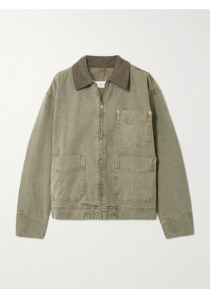 SLVRLAKE - Casey Corduroy-trimmed Cotton-canvas Jacket - Green - x small,small,medium,large,x large