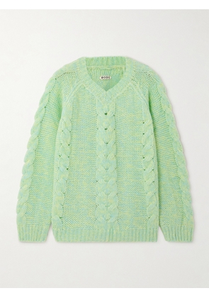 BODE - Eiderdown Cable-knit Alpaca, Mohair And Silk-blend Sweater - Green - x small,small,medium,large,x large