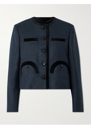BLAZÉ Milano - Maine Shamo Velvet-trimmed Wool Jacket - Blue - 00,1,2,3,4