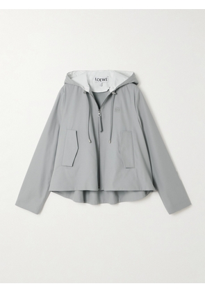 LOEWE - Cropped Hooded Embroidered Cotton-twill Jacket - Gray - FR 34,FR 36,FR 38,FR 40,FR 42,FR 44