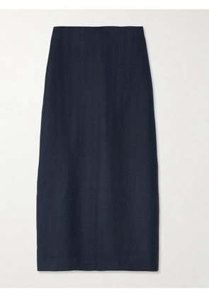 BLAZÉ Milano - Sussex Herringbone Wool Midi Skirt - Blue - 00,1,2,3,4