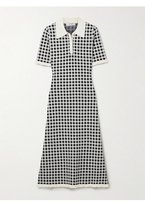 Sea - Saige Ruffled Checked Jacquard-knit Midi Dress - Black - xx small,x small,small,medium,large,x large
