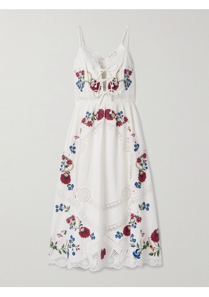 Sea - Celia Broderie Anglaise Cotton And Linen-blend Midi Dress - Cream - xx small,x small,small,medium,large,x large