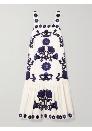 Sea - Catrine Scalloped Appliquéd Cotton-voile Midi Dress - White - xx small,x small,small,medium,large,x large