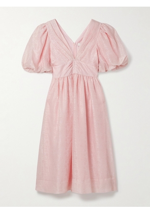 Sea - Florence Gathered Cloqué Midi Dress - Pink - US0,US2,US4,US6,US8,US10,US12,US14,US16