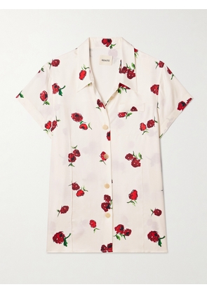 KHAITE - Keefe Printed Silk-twill Shirt - Ecru - x small,small,medium,large,x large