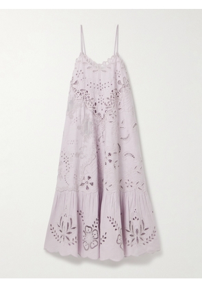 Sea - Iyla Broderie Anglaise Cotton Midi Dress - Purple - xx small,x small,small,medium,large,x large