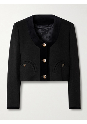 BLAZÉ Milano - Spiti Cropped Cotton Velvet-trimmed Woven Jacket - Black - 00,1,2,3,4