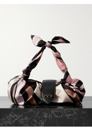 PUCCI - Leather-trimmed Knotted Printed Silk-twill Shoulder Bag - Pink - One size