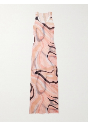 PUCCI - Printed Mesh Maxi Dress - Pink - IT38,IT40,IT42,IT44,IT46,IT48