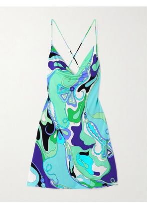 PUCCI - Draped Printed Stretch-jersey Mini Dress - Blue - IT38,IT40,IT42,IT44,IT46,IT48