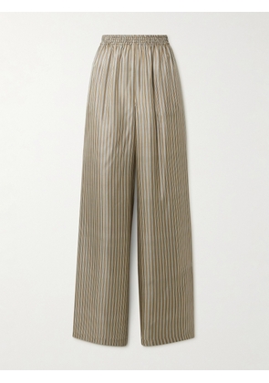 Max Mara - Ladino Striped Silk-twill Wide-leg Pants - Brown - UK 4,UK 6,UK 8,UK 10,UK 12,UK 14,UK 16,UK 18