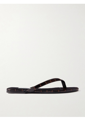 TOTEME - Croc-effect Leather Flip Flops - Brown - IT35,IT36,IT37,IT38,IT39,IT40,IT41,IT42