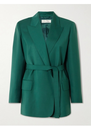 Max Mara - Talento Belted Wool-canvas Blazer - Green - UK 6,UK 8,UK 10,UK 12,UK 14,UK 16,UK 18
