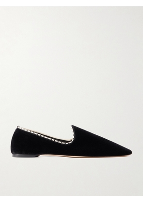 TOTEME - Leather-trimmed Velvet Slippers - Black - IT35,IT36,IT37,IT38,IT39,IT40,IT41,IT42