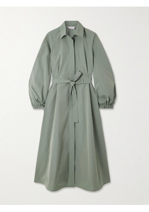 Max Mara - Viale Belted Cotton-poplin Midi Shirt Dress - Green - UK 4,UK 6,UK 8,UK 10,UK 12,UK 14,UK 16,UK 18