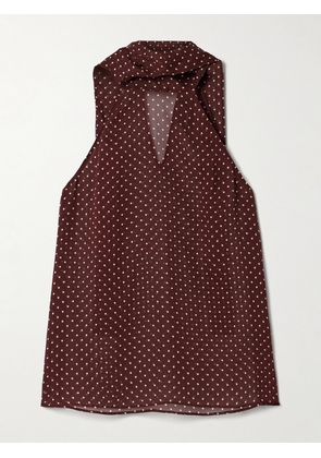 Nili Lotan - Alla Polka-dot Silk-chiffon Halterneck Tank - Burgundy - US0,US2,US4,US6,US8,US10,US12