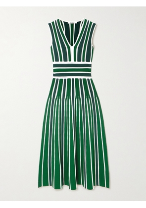 Max Mara - Tallone Striped Pointelle-knit Midi Dress - Green - x small,small,medium,large,x large,xx large