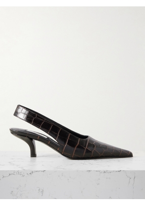 TOTEME - Croc-effect Leather Slingback Pumps - Brown - IT35,IT36,IT37,IT38,IT39,IT40,IT41,IT42