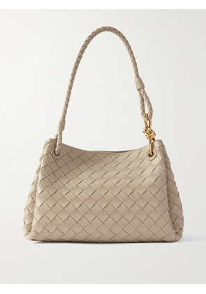Bottega Veneta - Parachute Medium Intrecciato Leather Shoulder Bag - Ecru - One size