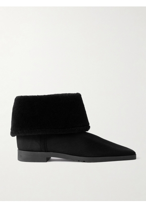 TOTEME - Shearling-trimmed Suede Ankle Boots - Black - IT35,IT36,IT37,IT38,IT39,IT40,IT41,IT42