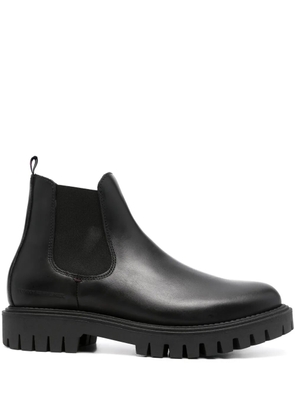 Tommy Hilfiger round-toe slip-on leather boots - Black