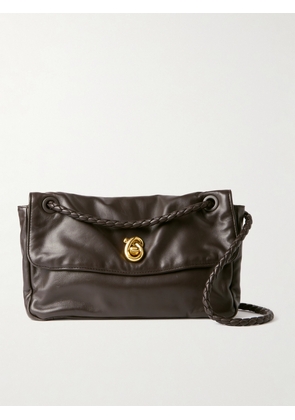 Bottega Veneta - Embellished Intrecciato-trimmed Leather Shoulder Bag - Brown - One size